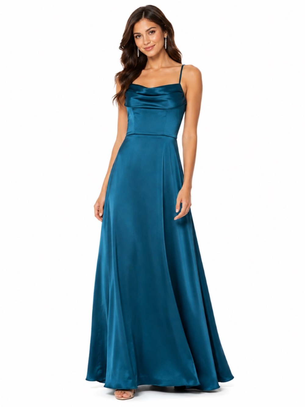 Betsy & Adam - Satin Cowl Neck Gown